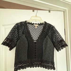 Rebecca Taylor Crochet Knit Top